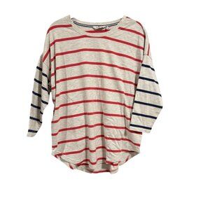 Vineyard Vines Women's Striped Deluxe Tee‎ Size S Gray, Red, Blue Stripe